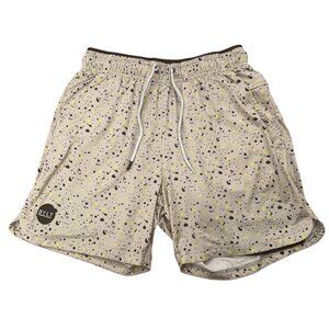 BYLT Active Shorts Mens M Lined Performance Stretch Drawstring Splatter Gray